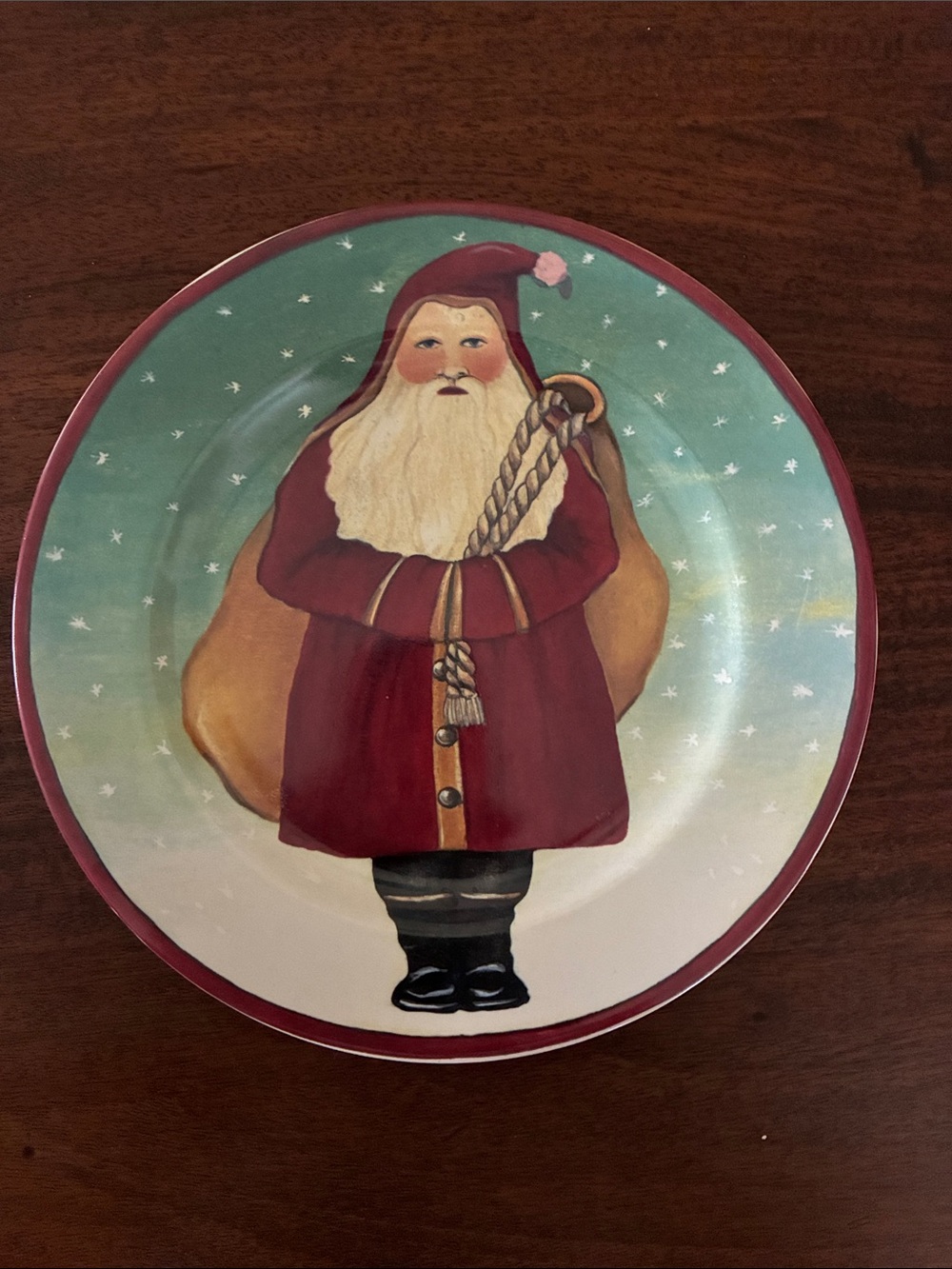 Set of 3 Block Father Christmas Plates by Gear - Holiday Santa 1995